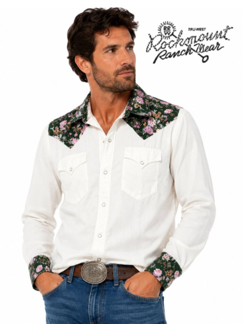 Tru-West Rockmount Ranch Wear Western Pearl Snap Floral Shirt Men's Medium